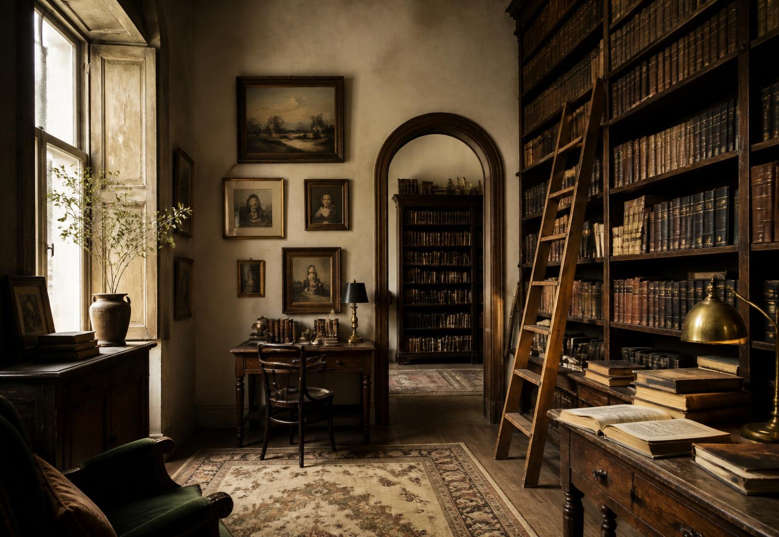 Interior de una biblioteca antigua